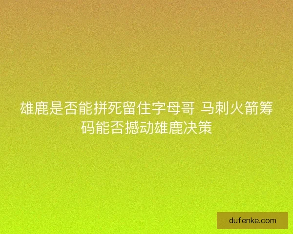 雄鹿是否能拼死留住字母哥 马刺火箭筹码能否撼动雄鹿决策