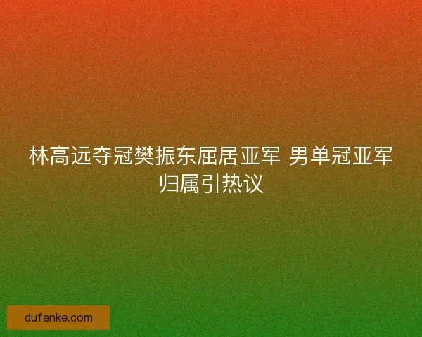 林高远夺冠樊振东屈居亚军 男单冠亚军归属引热议
