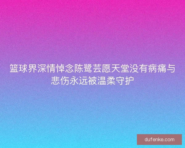 篮球界深情悼念陈鹭芸愿天堂没有病痛与悲伤永远被温柔守护