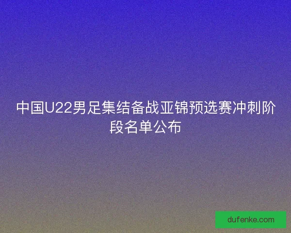 中国U22男足集结备战亚锦预选赛冲刺阶段名单公布
