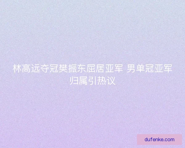 林高远夺冠樊振东屈居亚军 男单冠亚军归属引热议